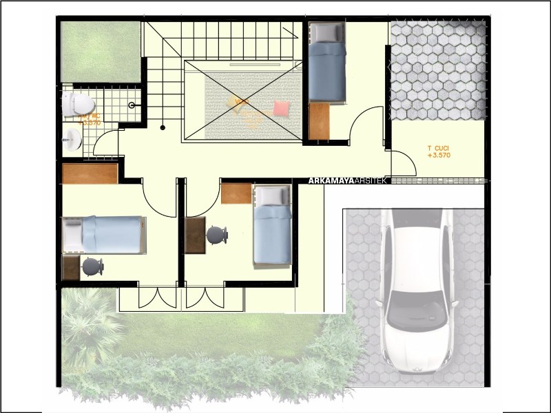 JASA ARSITEK YOGYAKARTA - Proyek Desain Perumahan Rumah Bertingkat 110m2 - Bpk. Anang Sugiyono SLEMAN - Jasa Desain Bangun Rumah - Arkamaya Arsitek Kontraktor Jogja (4)